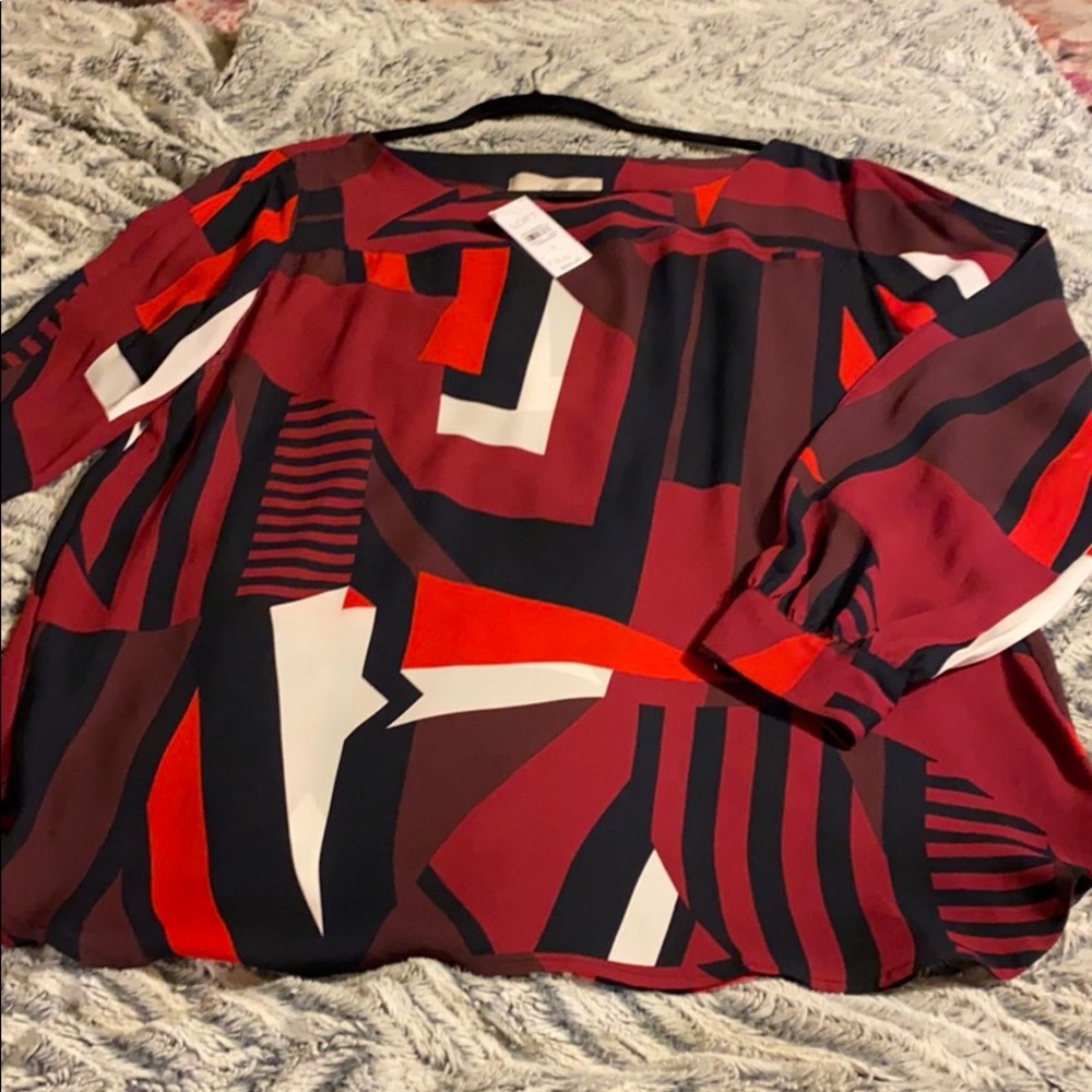 Red, Black, & White Print Tunic
